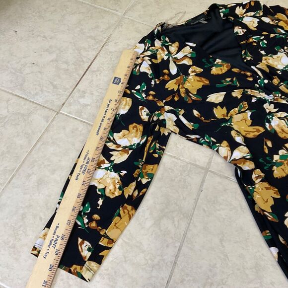 Evan Picone Black Label Women’s 16 Floral Print Faux Wrap Dress some Stretch - Picture 9 of 12